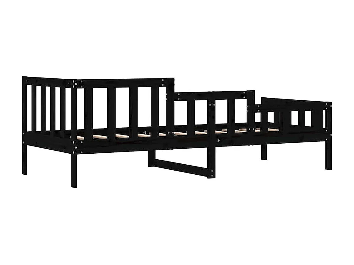 Lit de jour sans matelas noir 80x200 cm bois de pin massif