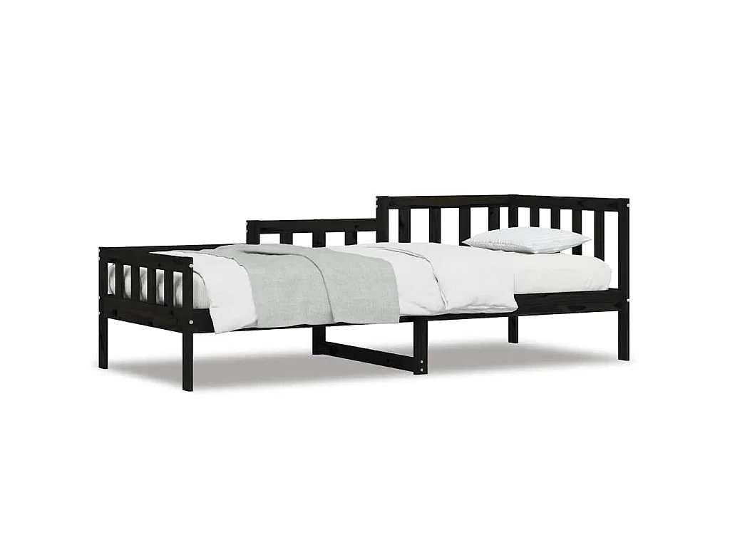 Dormeuse Nera 80x200 cm in Legno Massello di Pino