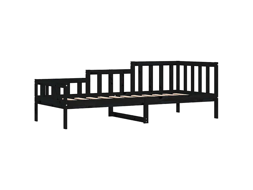 Dormeuse Nera 80x200 cm in Legno Massello di Pino