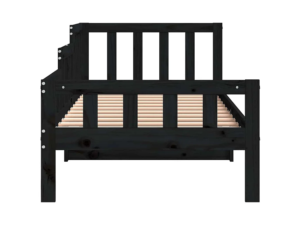 Dormeuse Nera 80x200 cm in Legno Massello di Pino