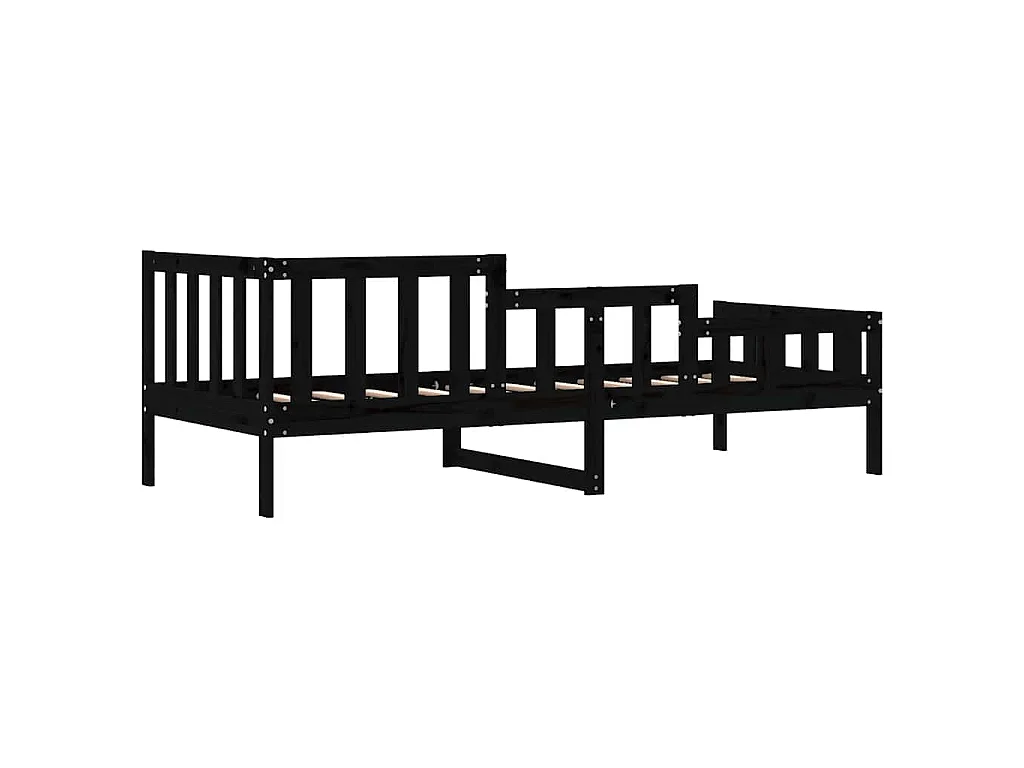 Dormeuse Nera 80x200 cm in Legno Massello di Pino