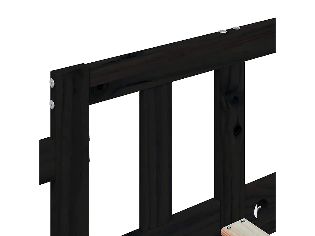 Dormeuse Nera 80x200 cm in Legno Massello di Pino