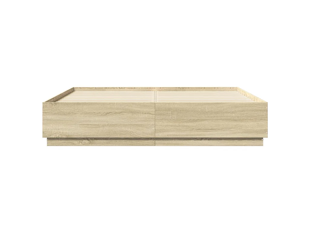 Bettgestell mit LED Sonoma-Eiche 200x200 cm Holzwerkstoff
