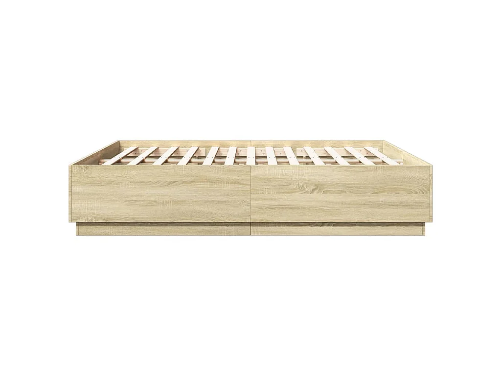 Bettgestell mit LED Sonoma-Eiche 200x200 cm Holzwerkstoff