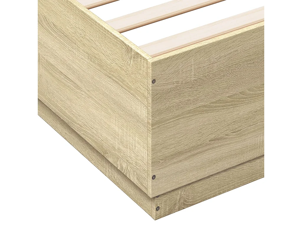 Bettgestell mit LED Sonoma-Eiche 200x200 cm Holzwerkstoff