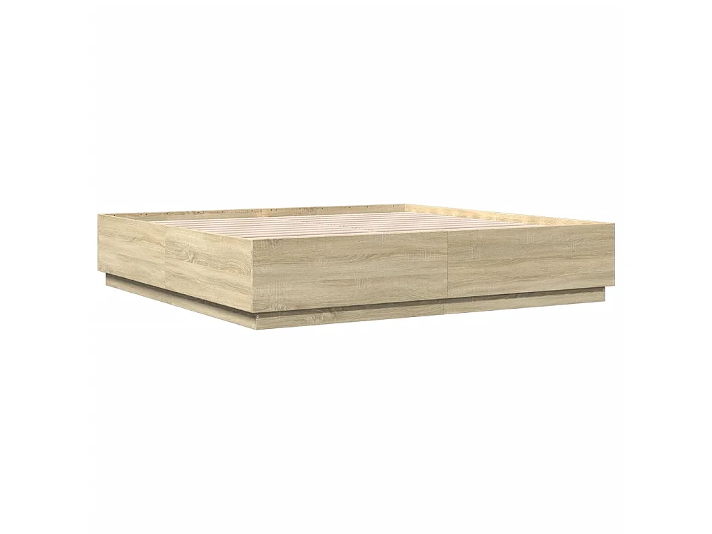 Cadre de lit avec LED sans matelas chêne sonoma 200x200 cm