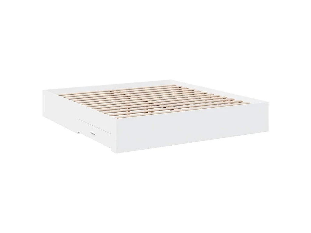 Cadre de lit avec tiroirs sans matelas blanc 180x200 cm