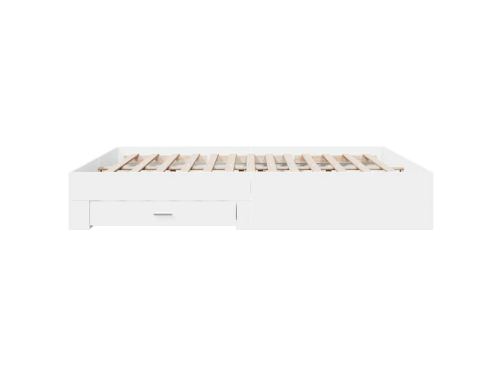 Cadre de lit avec tiroirs sans matelas blanc 180x200 cm