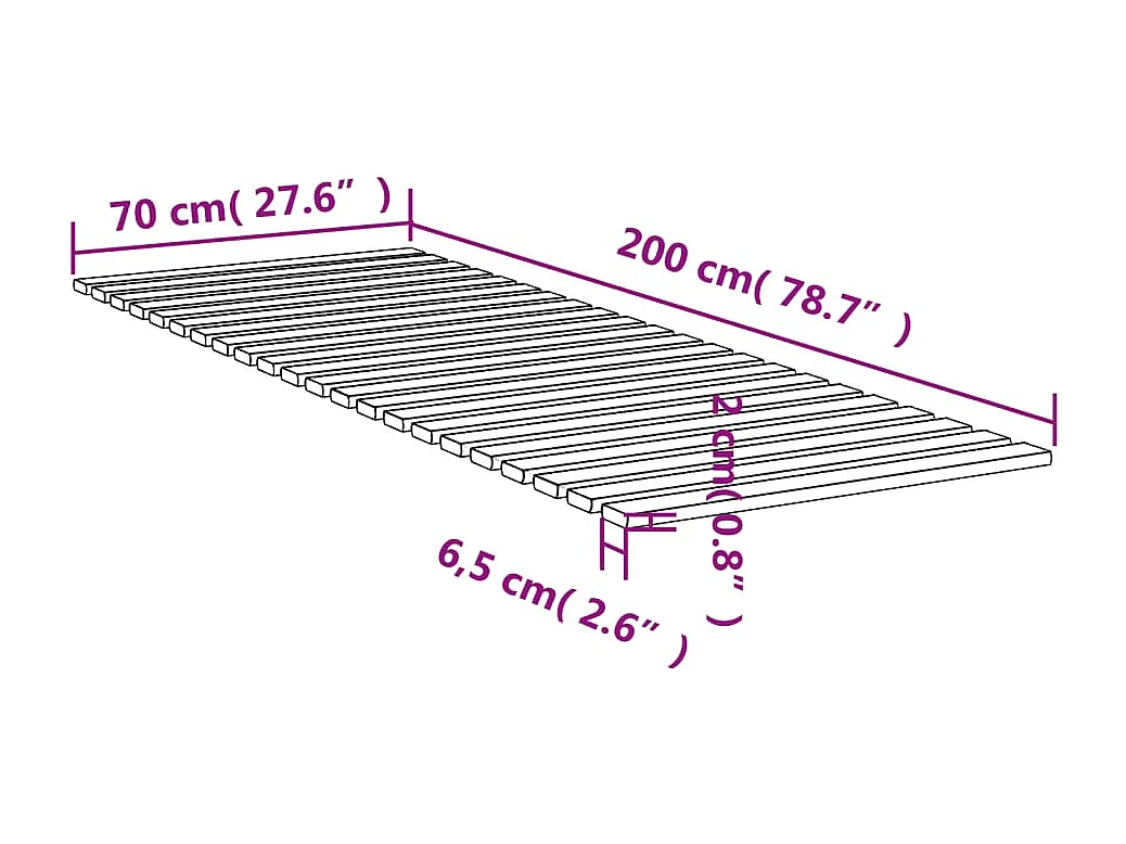 Lattenbodem 70x200 cm massief grenenhout