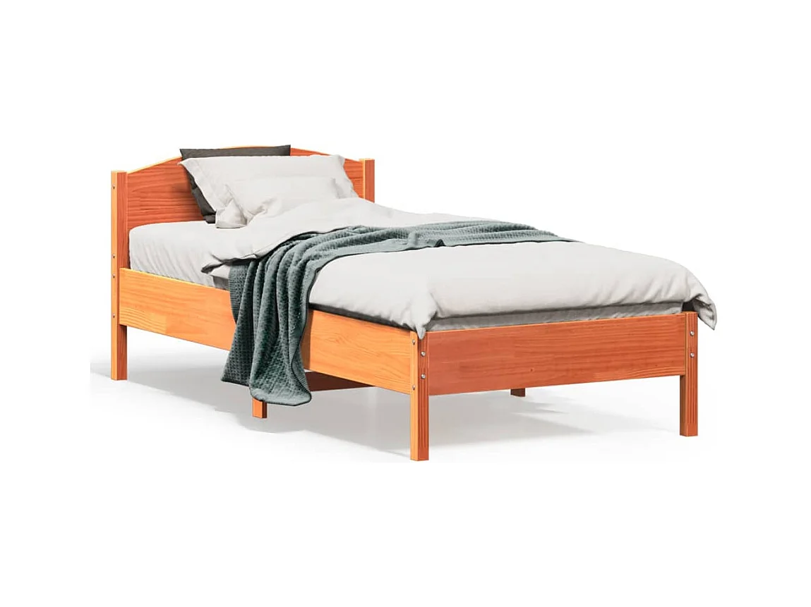 Cadre de lit sans matelas cire marron 75x190 cm bois pin massif