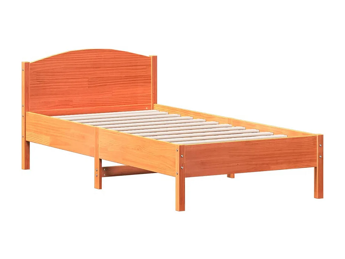 Cadre de lit sans matelas cire marron 75x190 cm bois pin massif