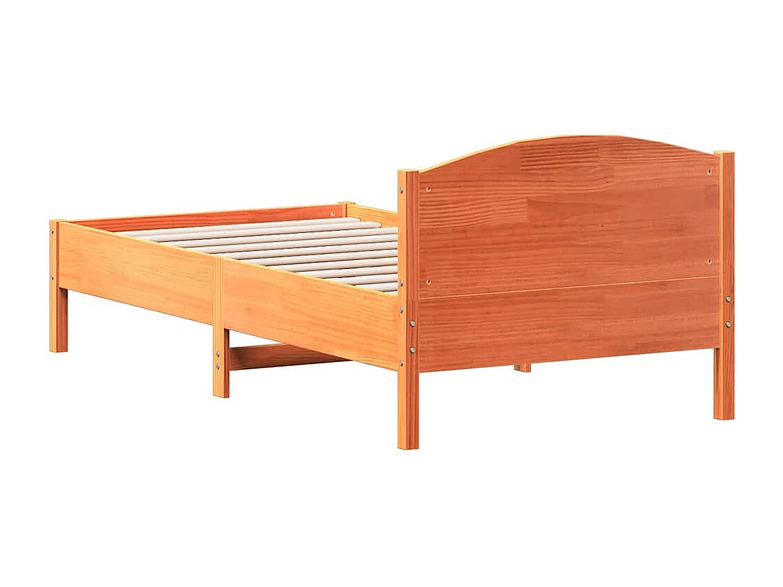 Cadre de lit sans matelas cire marron 75x190 cm bois pin massif