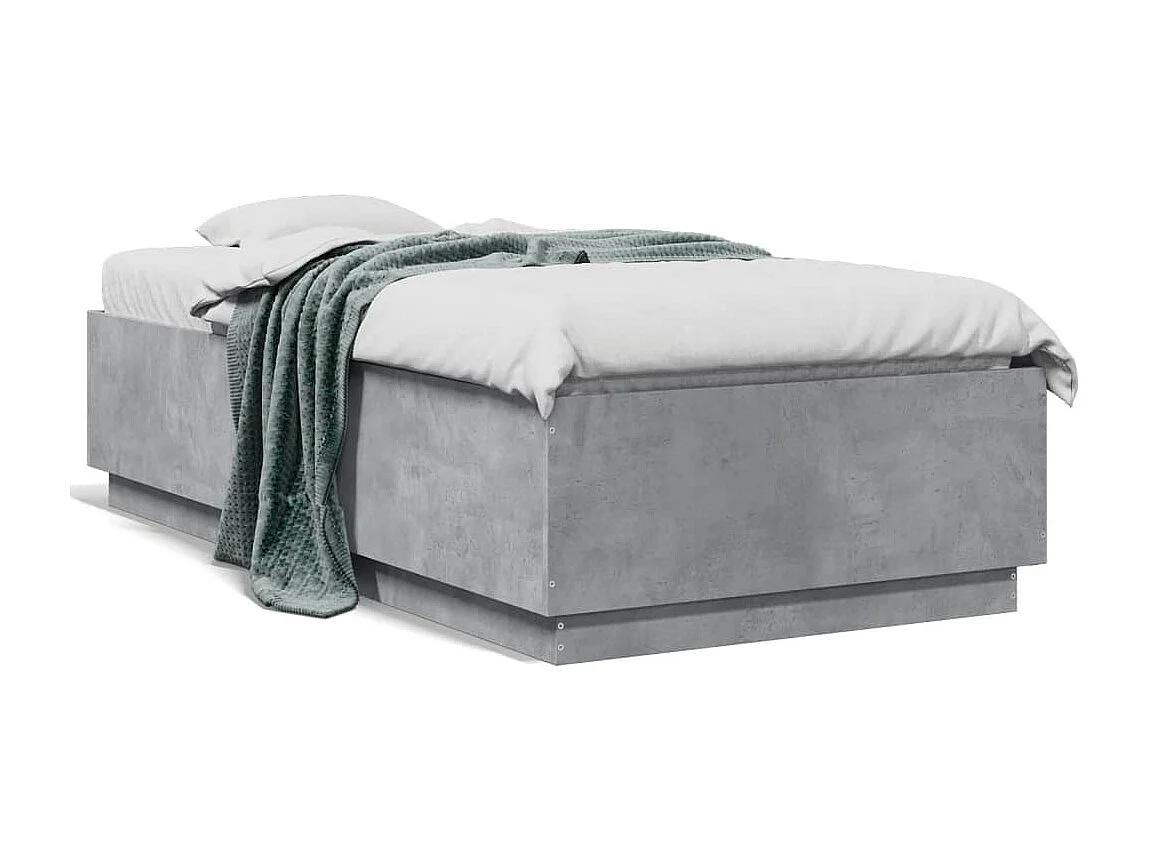 Bedframe bewerkt hout betongrijs 75x190 cm