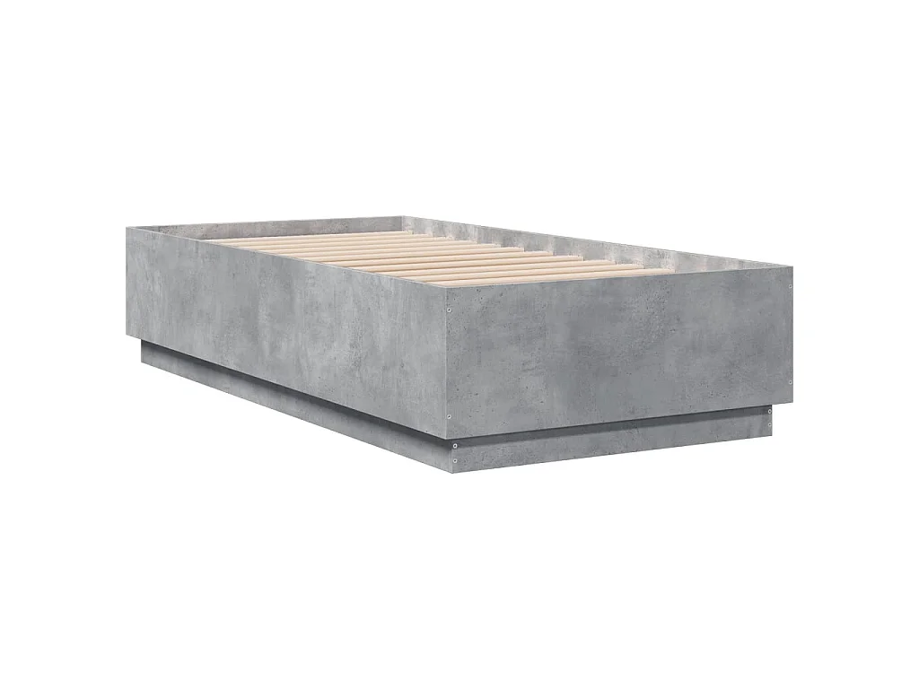 Bedframe bewerkt hout betongrijs 75x190 cm