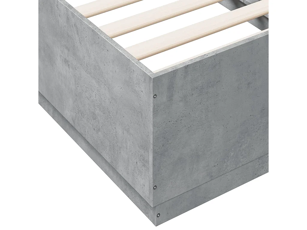 Bedframe bewerkt hout betongrijs 75x190 cm
