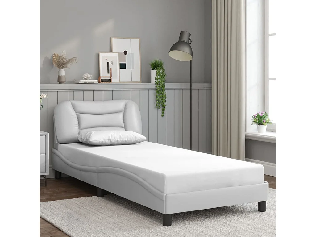 Cadre de lit avec LED sans matelas Hvar blanc 90x200 cm