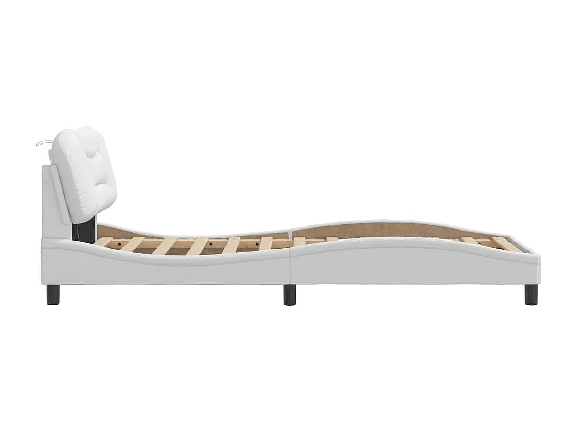 Cadre de lit avec LED sans matelas Hvar blanc 90x200 cm