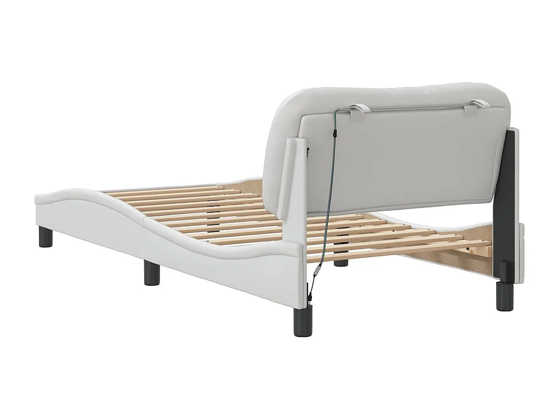 Cadre de lit avec LED sans matelas Hvar blanc 90x200 cm