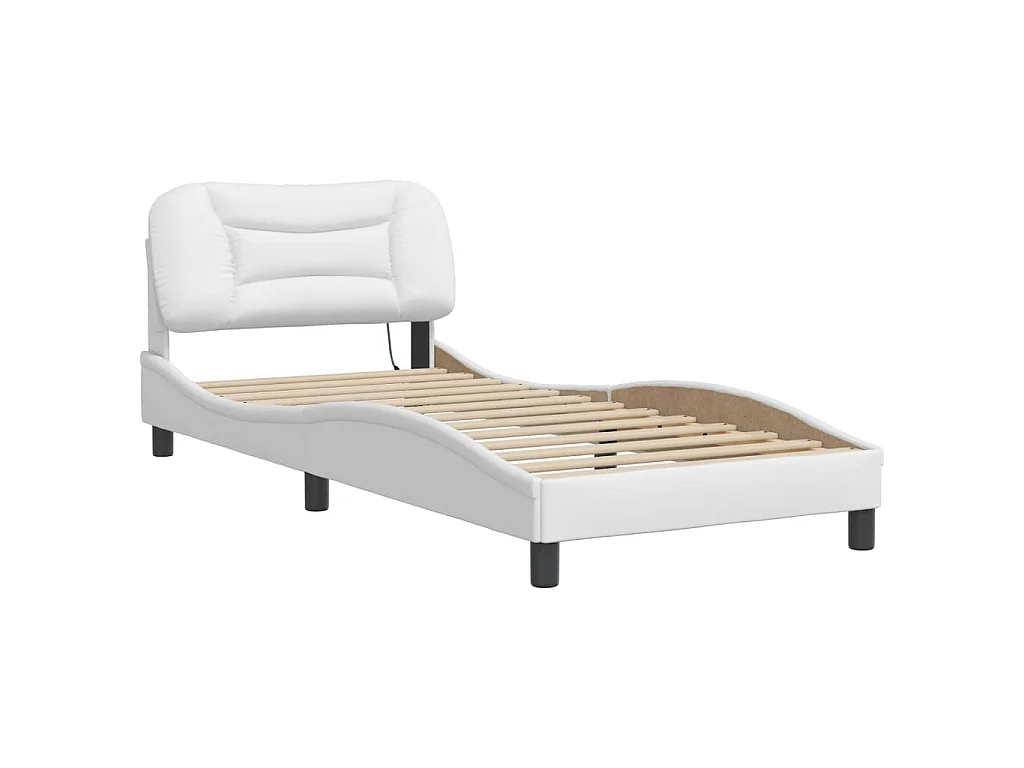 Cadre de lit avec LED sans matelas Hvar blanc 90x200 cm