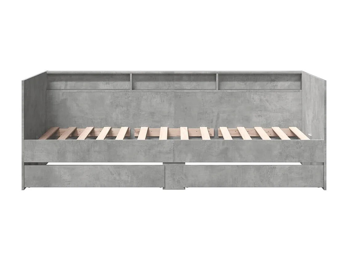 Lit de jour avec tiroirs sans matelas gris béton 100x200 cm