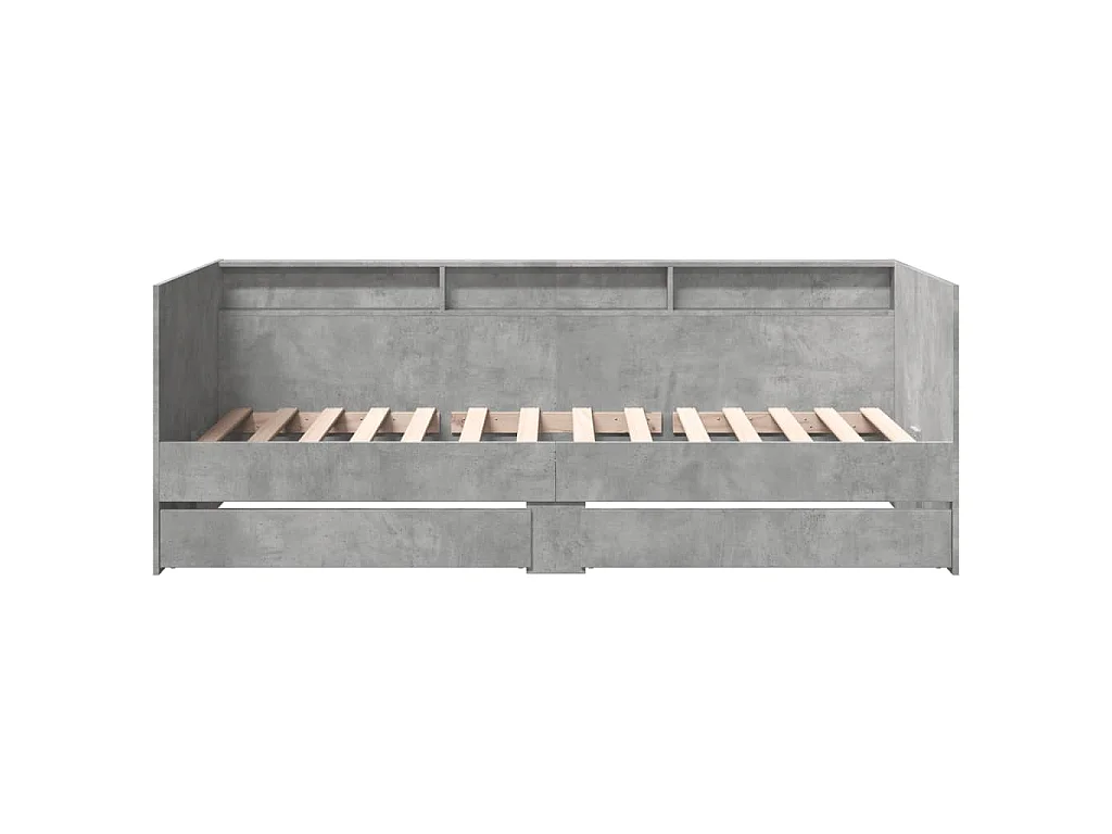 Lit de jour avec tiroirs sans matelas gris béton 100x200 cm