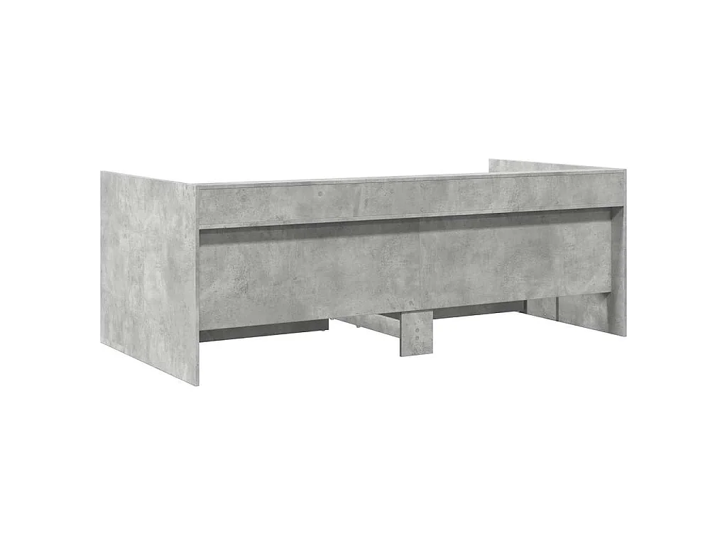 Lit de jour avec tiroirs sans matelas gris béton 100x200 cm