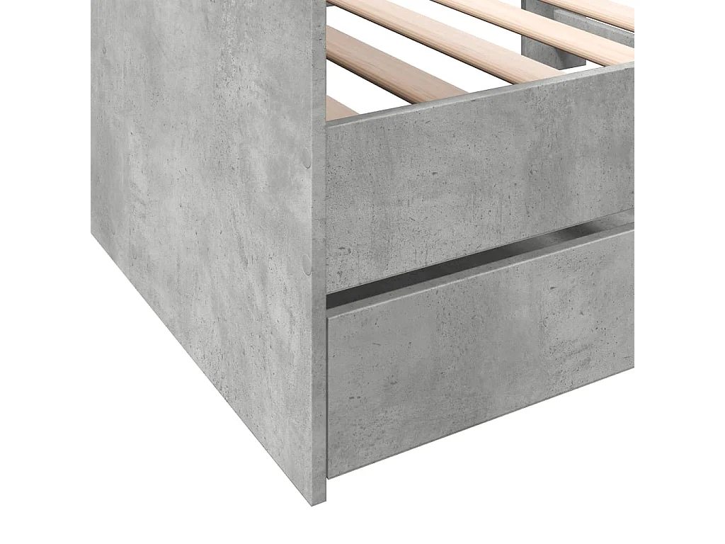 Lit de jour avec tiroirs sans matelas gris béton 100x200 cm