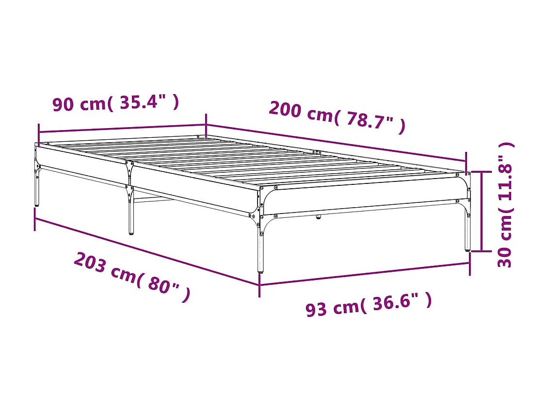 Cadre de lit sans matelas noir 90x200 cm