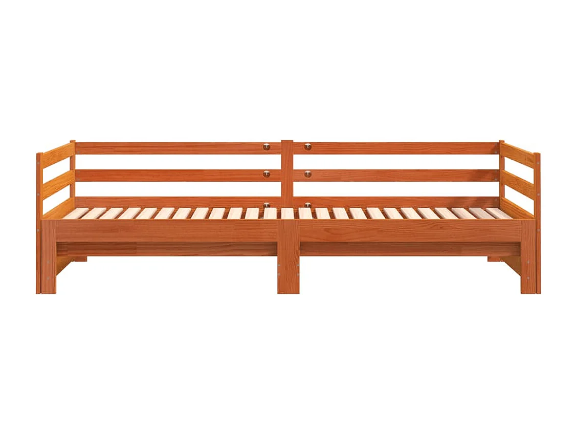 Divano Letto con Rotelle senza Materasso Marrone Cera 90x190 cm