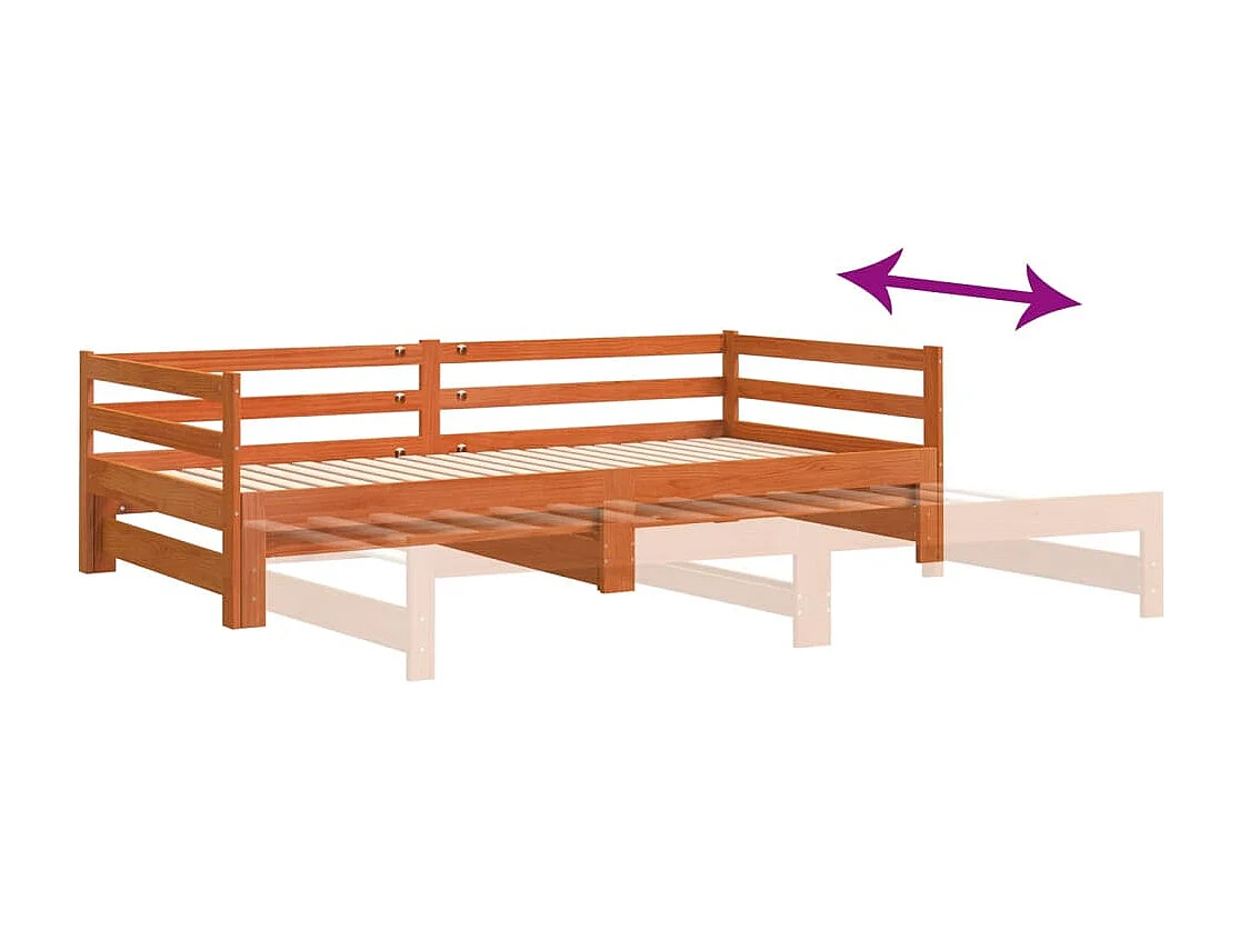 Divano Letto con Rotelle senza Materasso Marrone Cera 90x190 cm