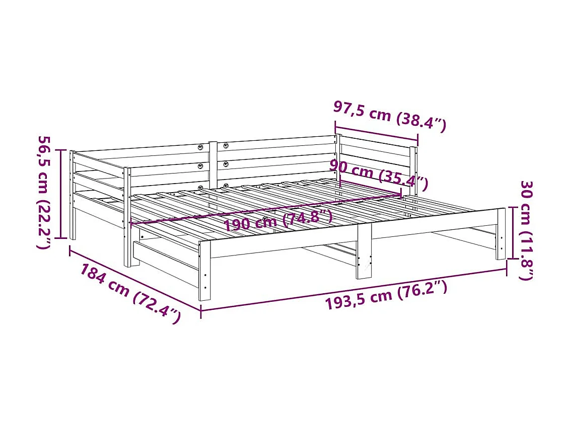 Divano Letto con Rotelle senza Materasso Marrone Cera 90x190 cm