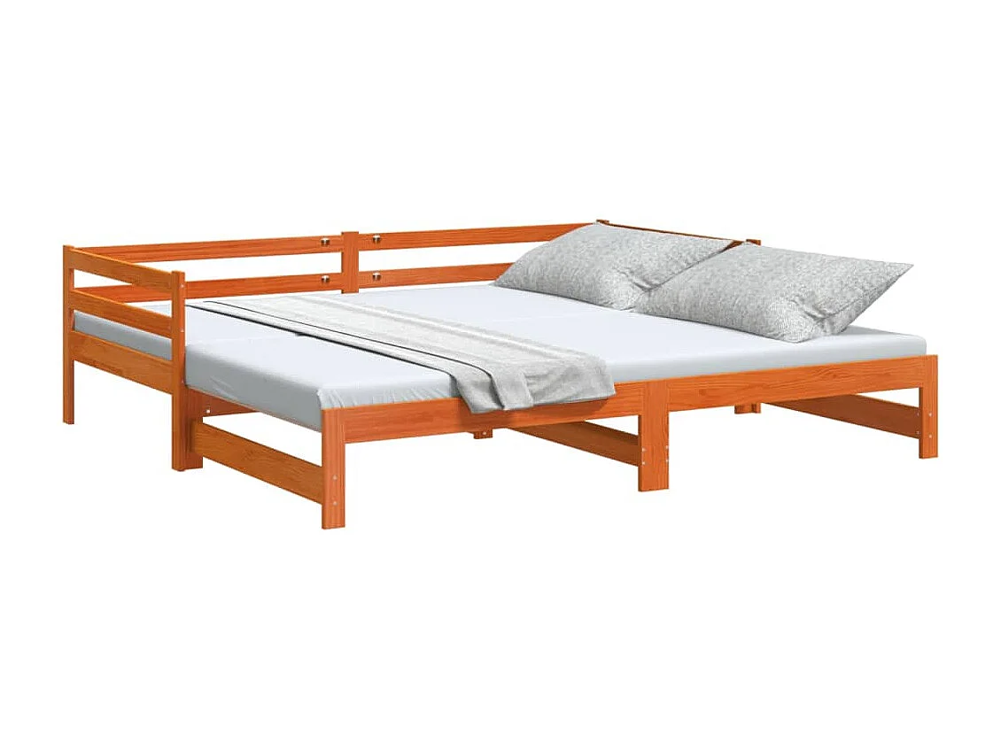 Divano Letto con Rotelle senza Materasso Marrone Cera 90x190 cm