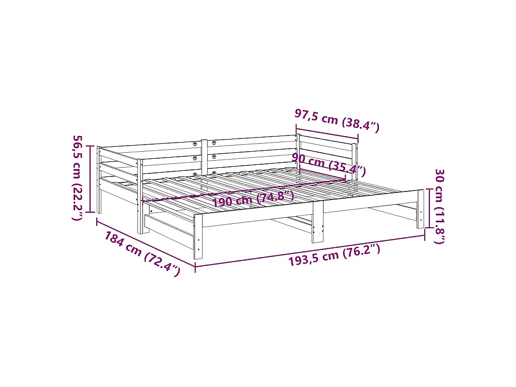 Divano Letto con Rotelle senza Materasso Marrone Cera 90x190 cm