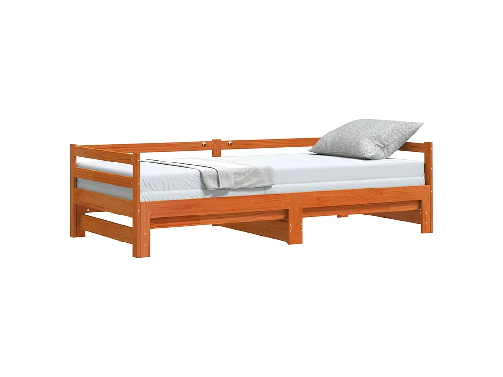Divano Letto con Rotelle senza Materasso Marrone Cera 90x190 cm