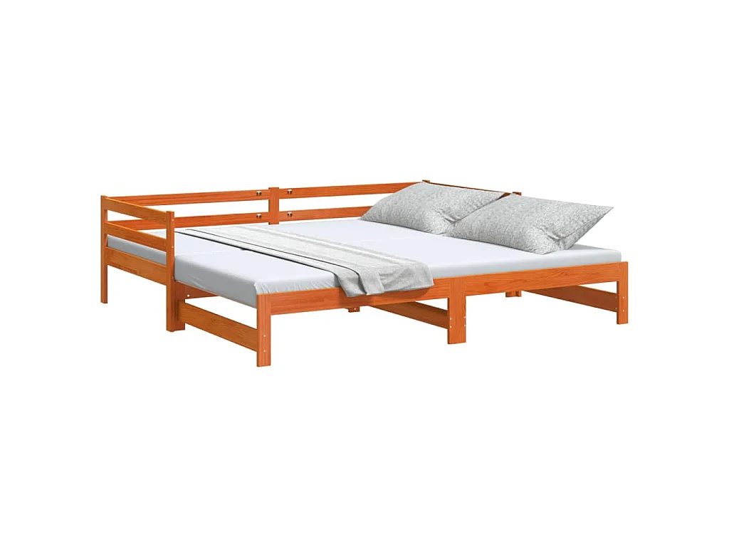 Divano Letto con Rotelle senza Materasso Marrone Cera 90x190 cm