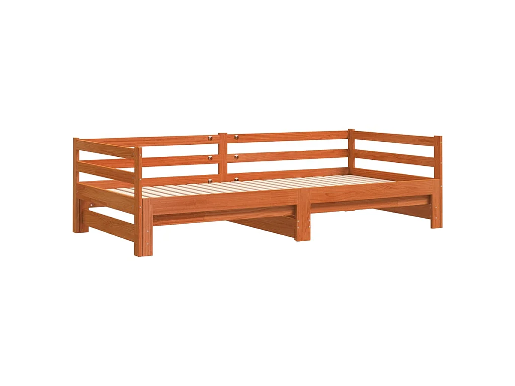 Divano Letto con Rotelle senza Materasso Marrone Cera 90x190 cm