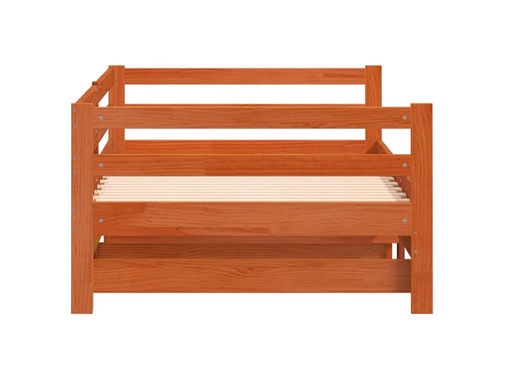 Divano Letto con Rotelle senza Materasso Marrone Cera 90x190 cm