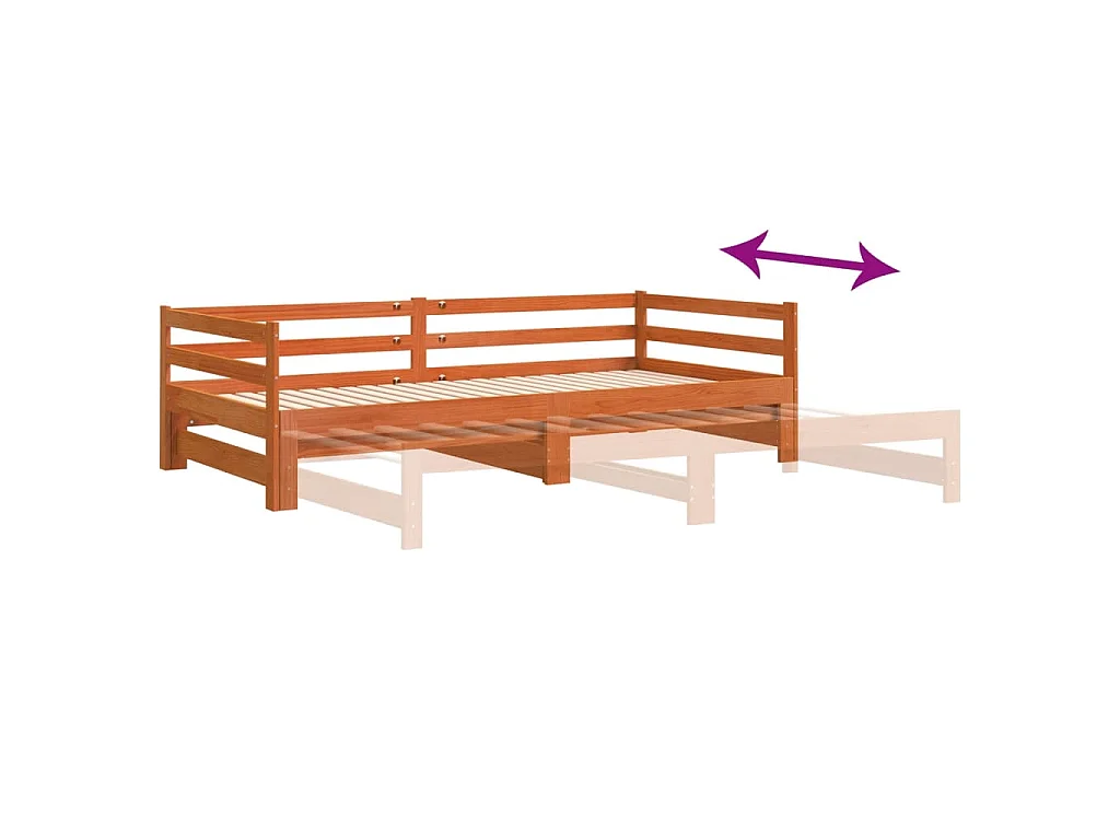 Divano Letto con Rotelle senza Materasso Marrone Cera 90x190 cm