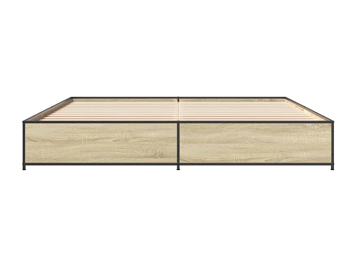 Bedframe bewerkt hout metaal sonoma eikenkleurig 160x200 cm
