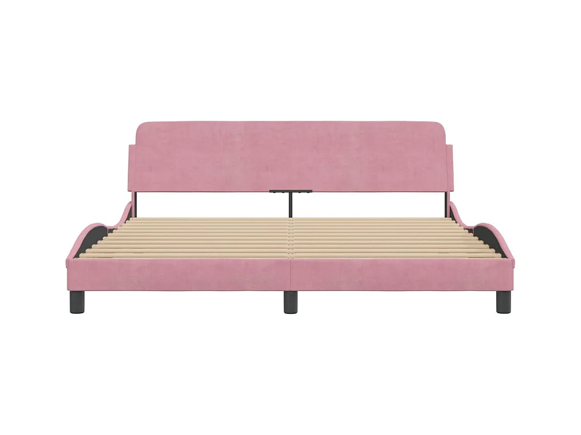 Cadre de lit avec tête de lit Dover rose 180x200cm velours
