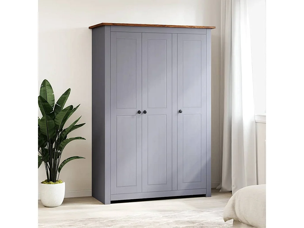 Garde-robe 3 portes Gris 118x50x171,5 cm Pin Assortiment Panama