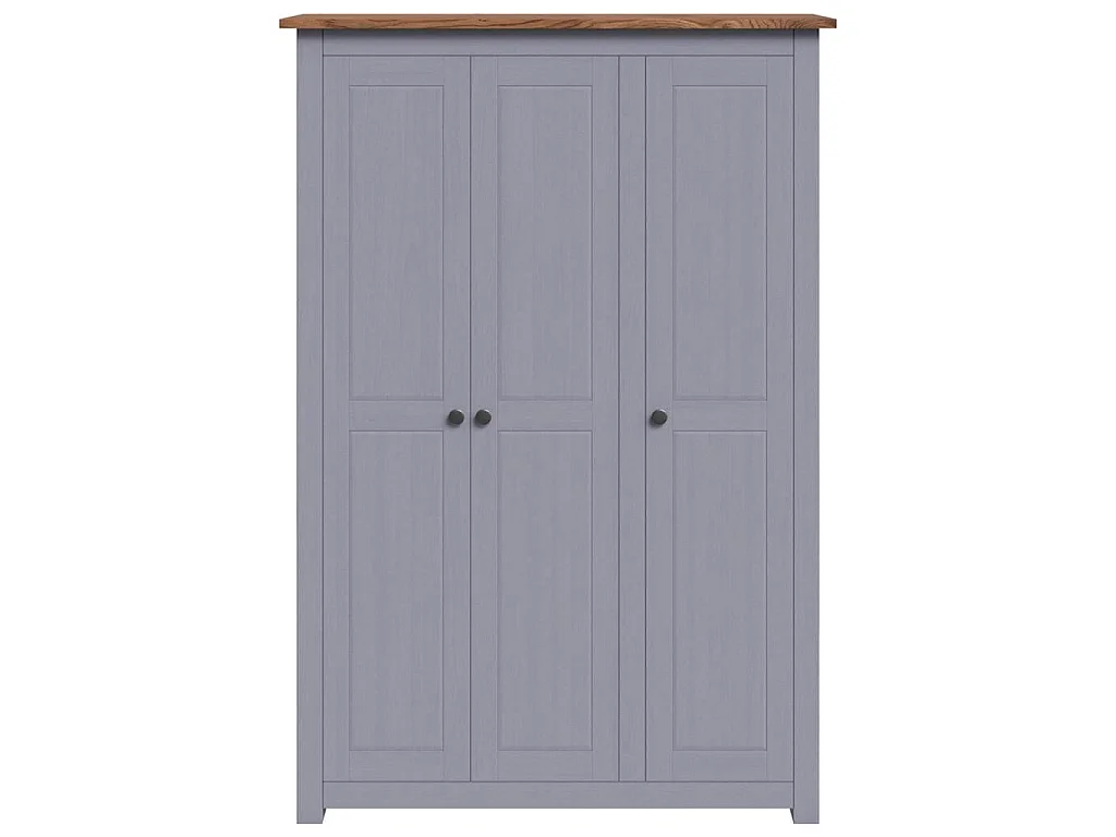 Kleiderschrank 3-Türig Grau 118×50×171,5 cm Kiefer Panama Serie