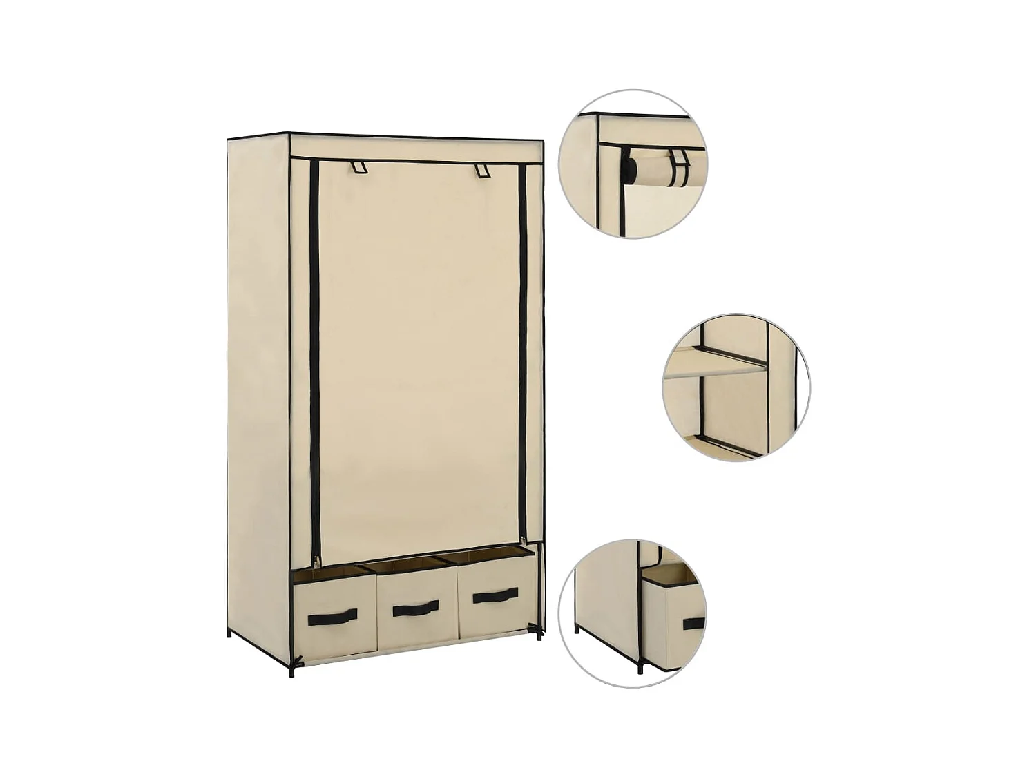 Garde-robe Crème 87 x 49 x 159 cm Tissu