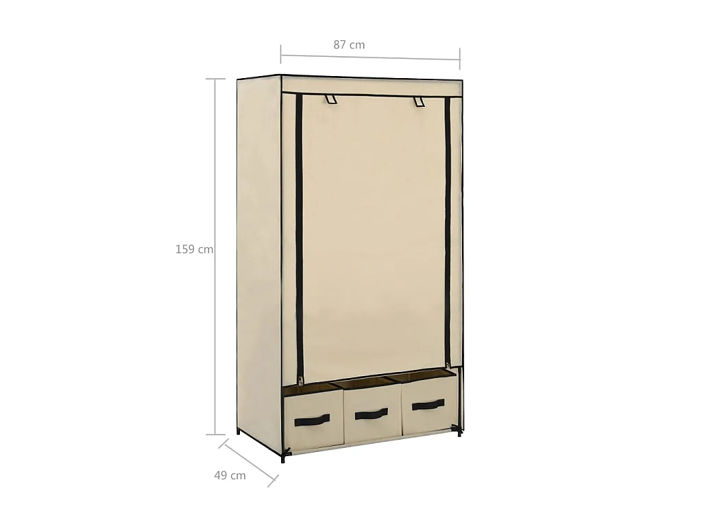 Garde-robe Crème 87 x 49 x 159 cm Tissu