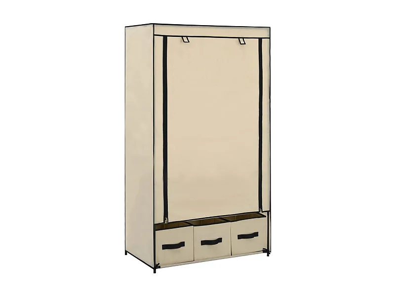 Kledingkast 87x49x159 cm stof crème