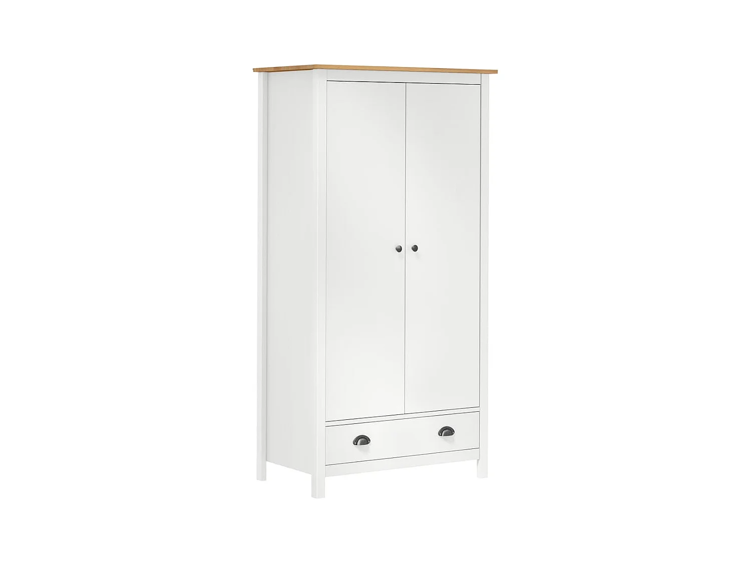 Garde-robe à 2 portes Hill Blanc 89x50x170cm Bois de pin solide