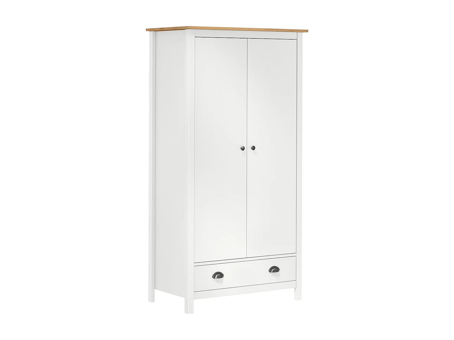 Garde-robe à 2 portes Hill Blanc 89x50x170cm Bois de pin solide
