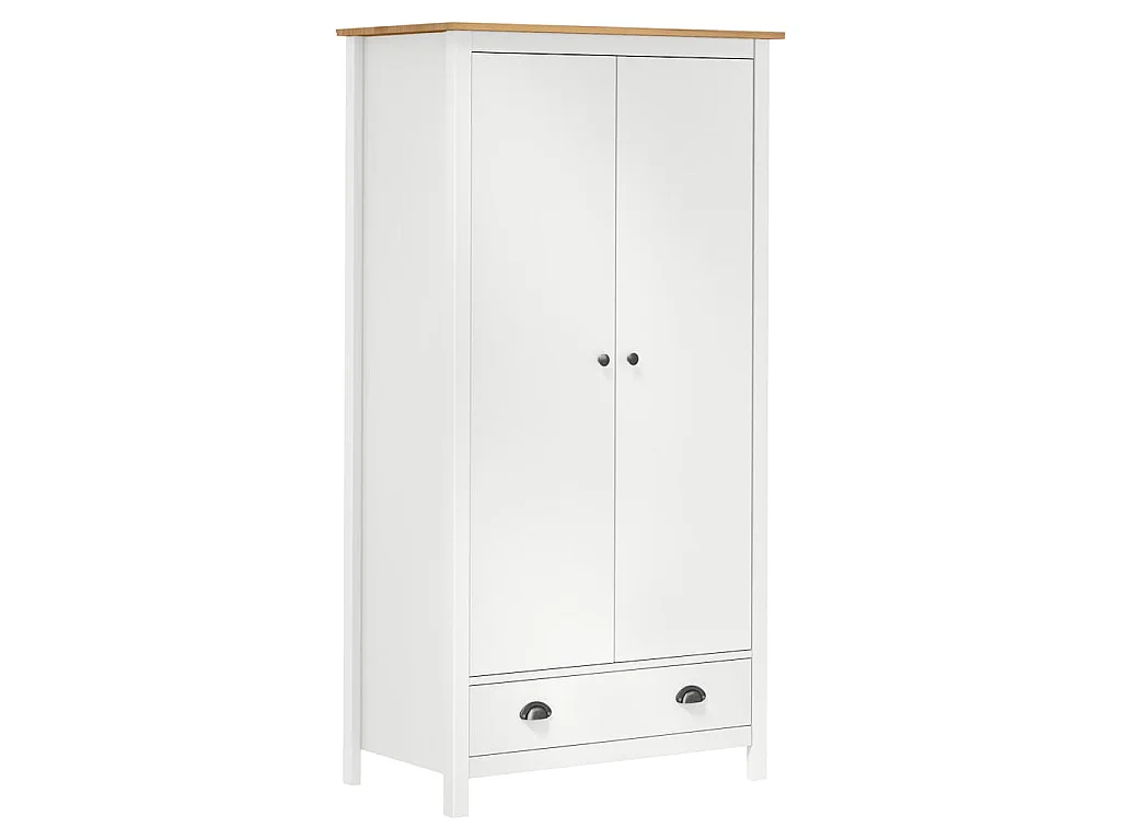 Armadio a 2 Ante Hill Bianco 89x50x170cm in Legno di Pino