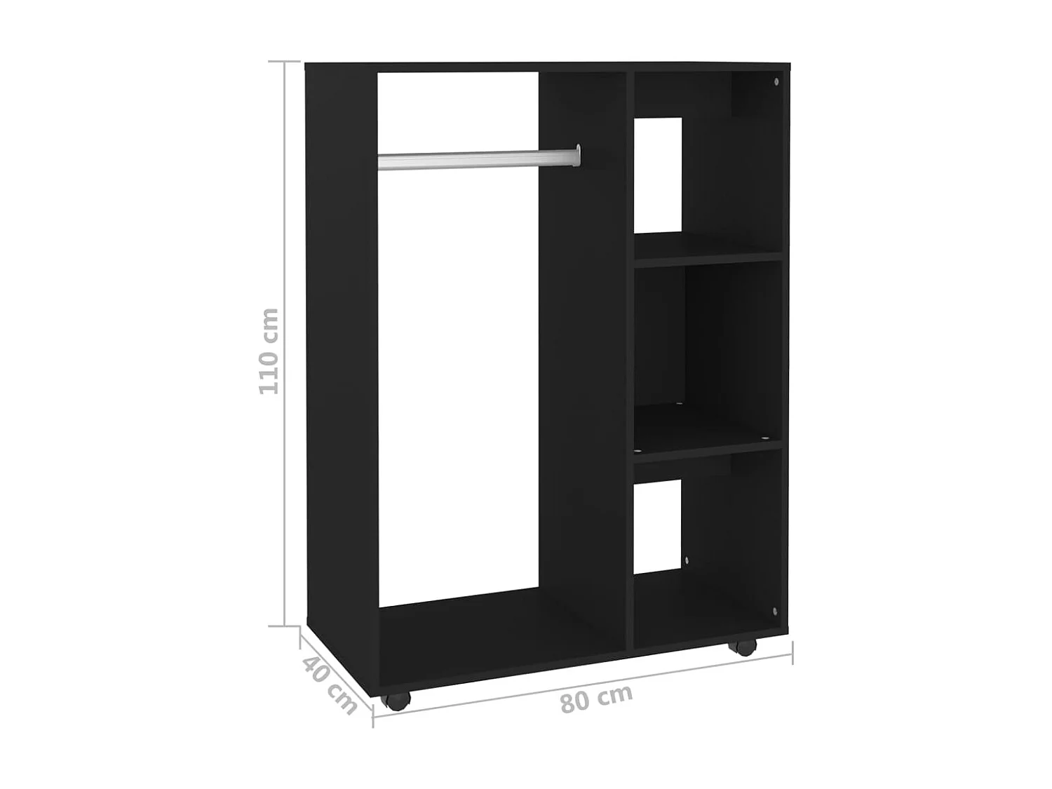 Kleiderschrank Schwarz 80x40x110 cm Holzwerkstoff