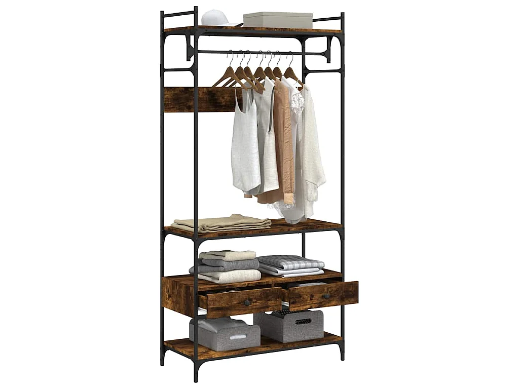 Armadio Cassetti Rovere Fumo 89x39x184,5 cm Legno Multistrato